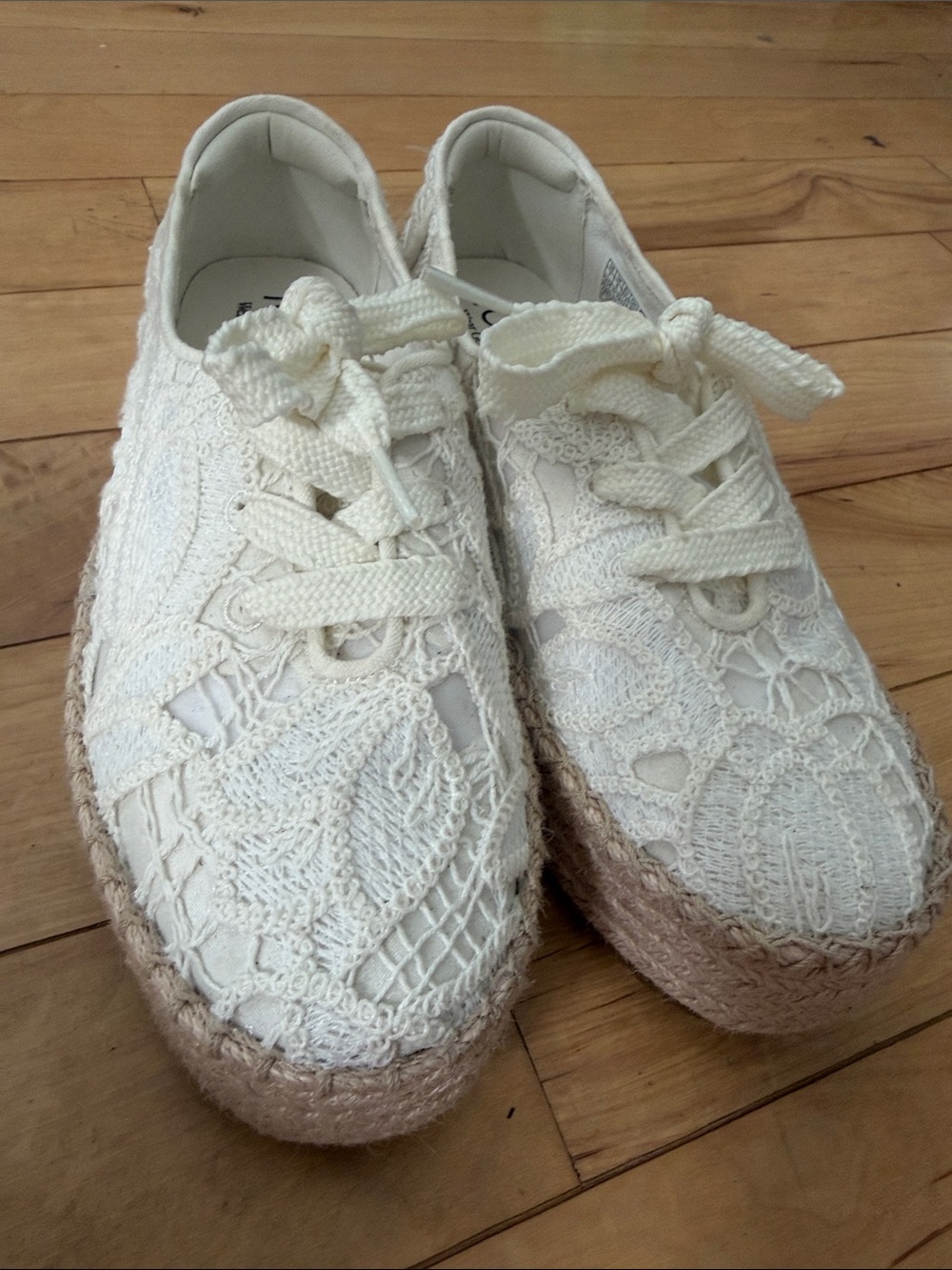 Toms Cream Lace Espadrille Platform Sneakers